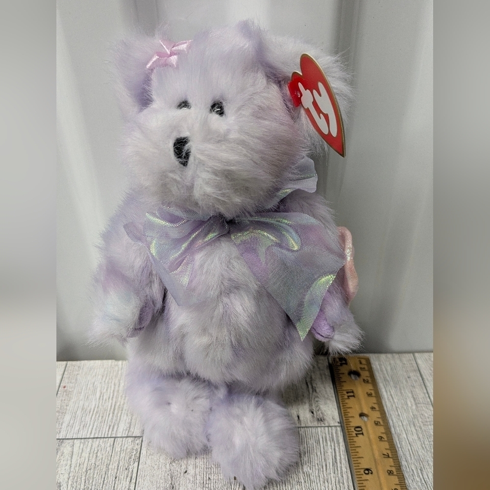 Ty Cassia Lavender Plush Bear with Bow